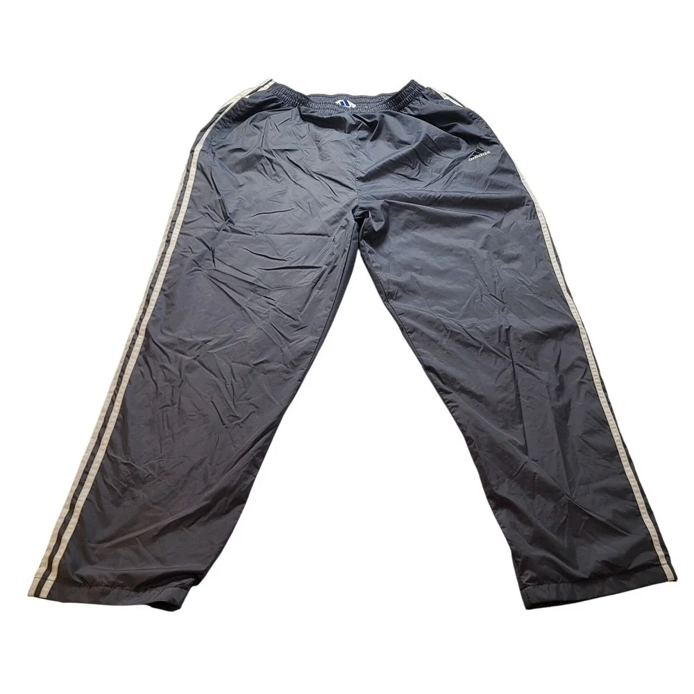Adidas Vintage Wind Pants Gray White Stripe Track‎ Pants Men's XL  Nylon